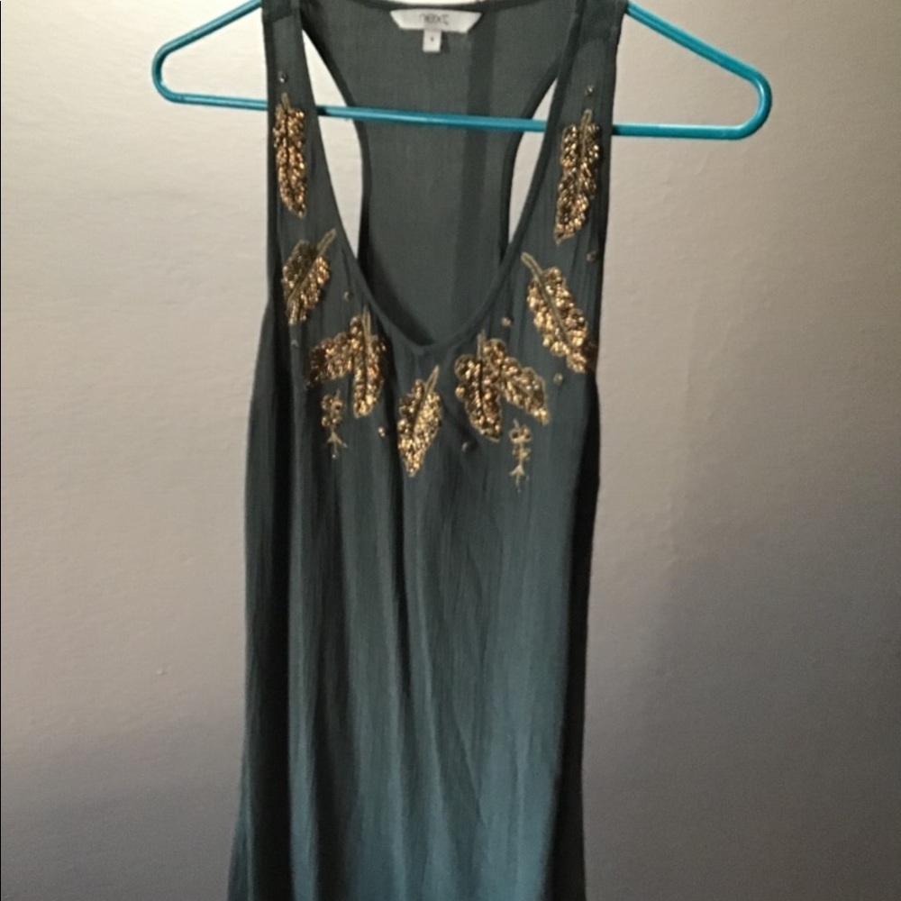 Gold embroidered tank top